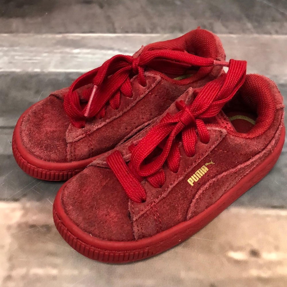 Puma kinder-fit red sneakers baby size 6c